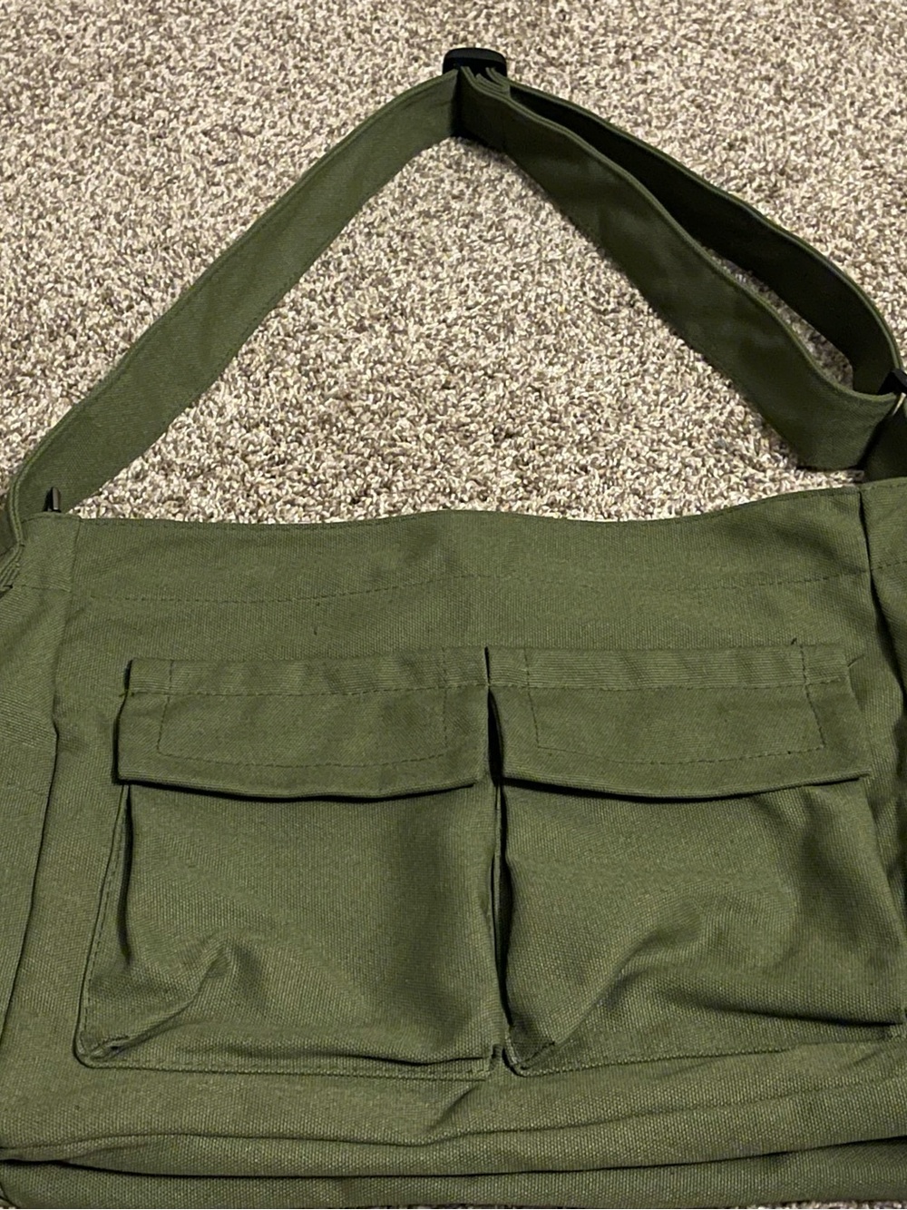 Olive Green Canvas Utility Messenger Bag